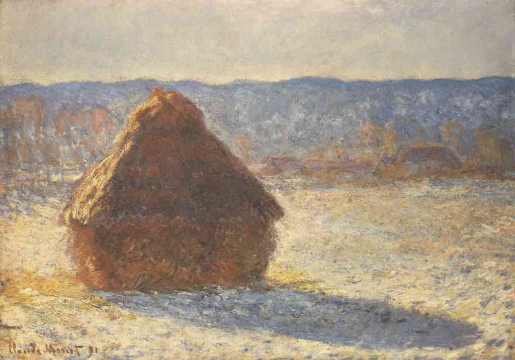 Haystacks Snow Morning Monet A4 Photo Print