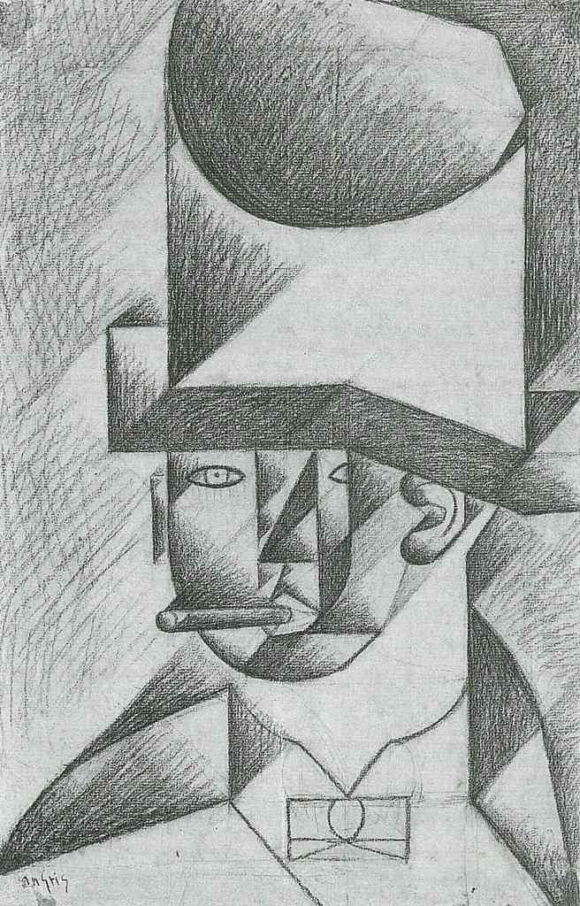 Head Of A Man With Cigar Juan Gris Abstract Art A4 Photo Print