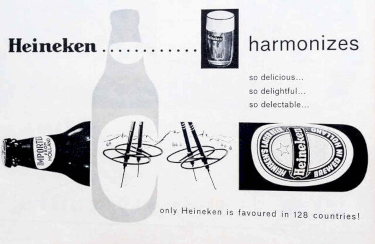 Heineken Harmonizes Bottle Vintage Retro Advert Poster A4 Photo Print