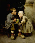 Helene Schjerfbeck a boy feeding his younger sister 1881 Art A4 Photo Print