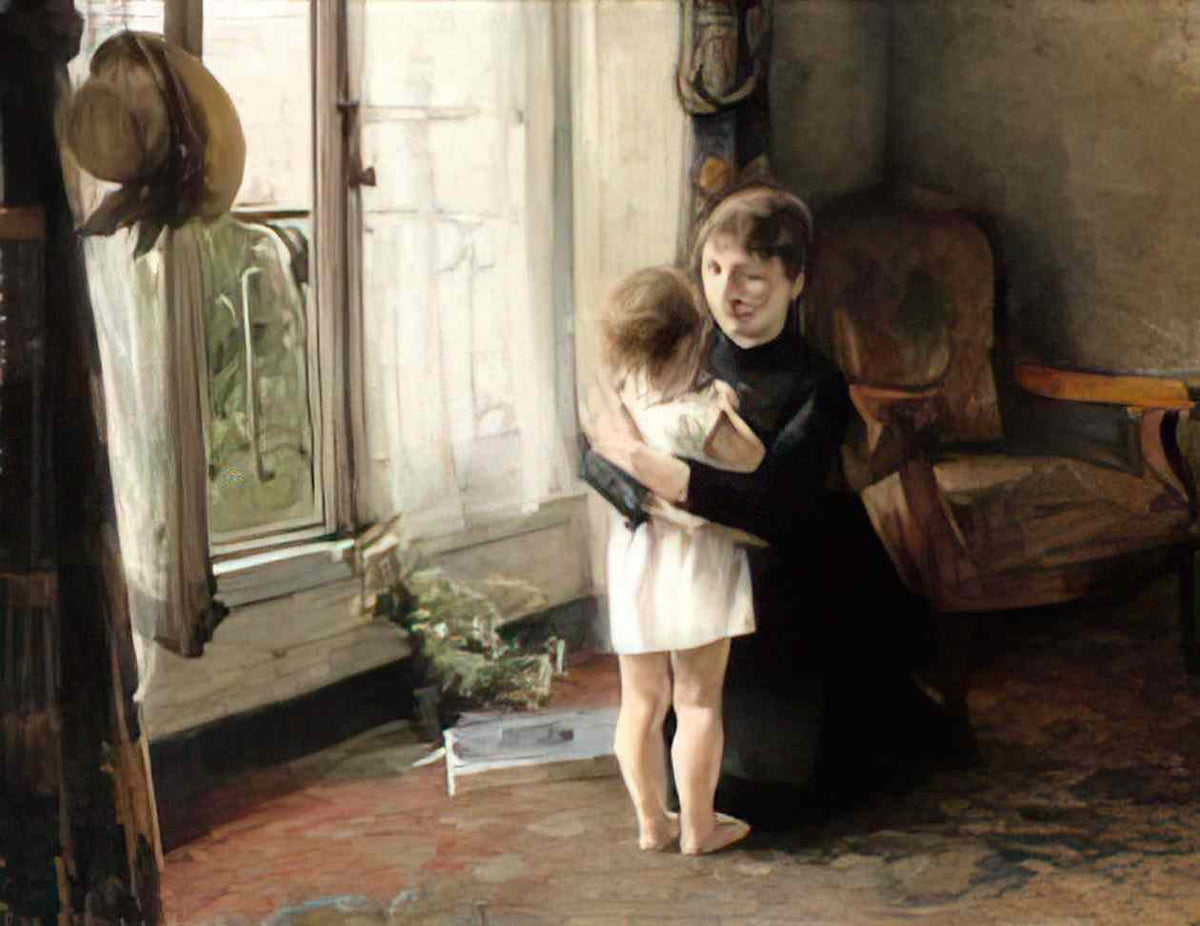 Helene Schjerfbeck mother and child Art A4 Photo Print
