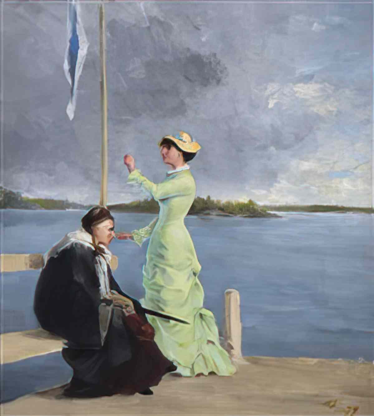 Helene Sofia Schjerfbeck i det gröna ung flicke under björkar Art A4 Photo Print