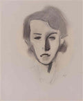 Helene Sofia Schjerfbeck tytön muotokuva sinista ja ruskea  study fo Art A4 Photo Print