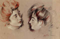 Helleu Paul Cesar Head Studies A4 Photo Print