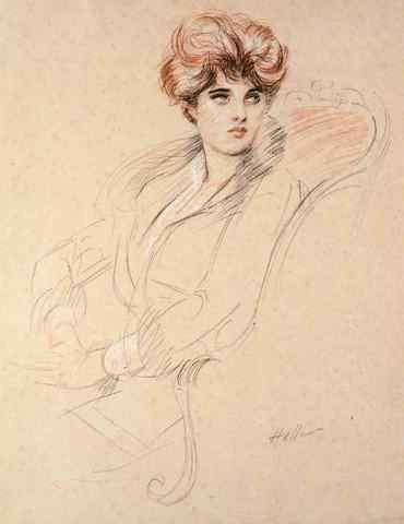 Helleu Paul Cesar Portrait Of A Lady Seated A4 Photo Print
