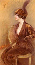 Helleu Paul Cesar The Feathered Hat A4 Photo Print