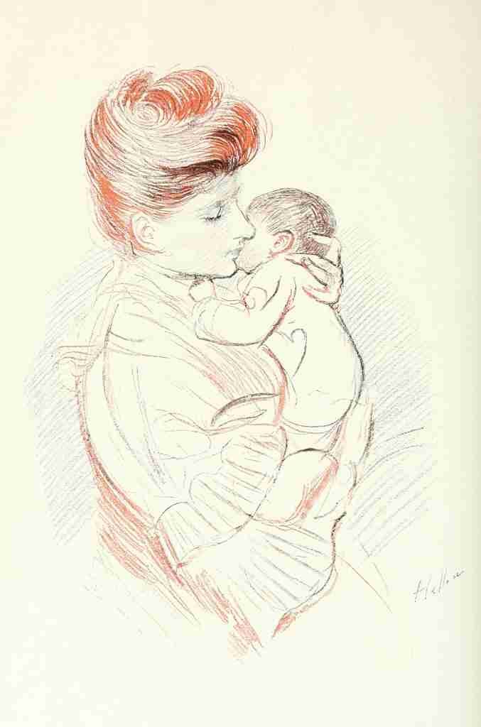 Helleu Paul Cesar The Studio 1896 Mother and Child 1 A4 Photo Print