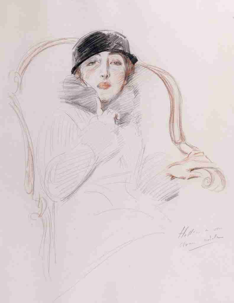 Helleu Paul Cesar Woman in an Armchair A4 Photo Print