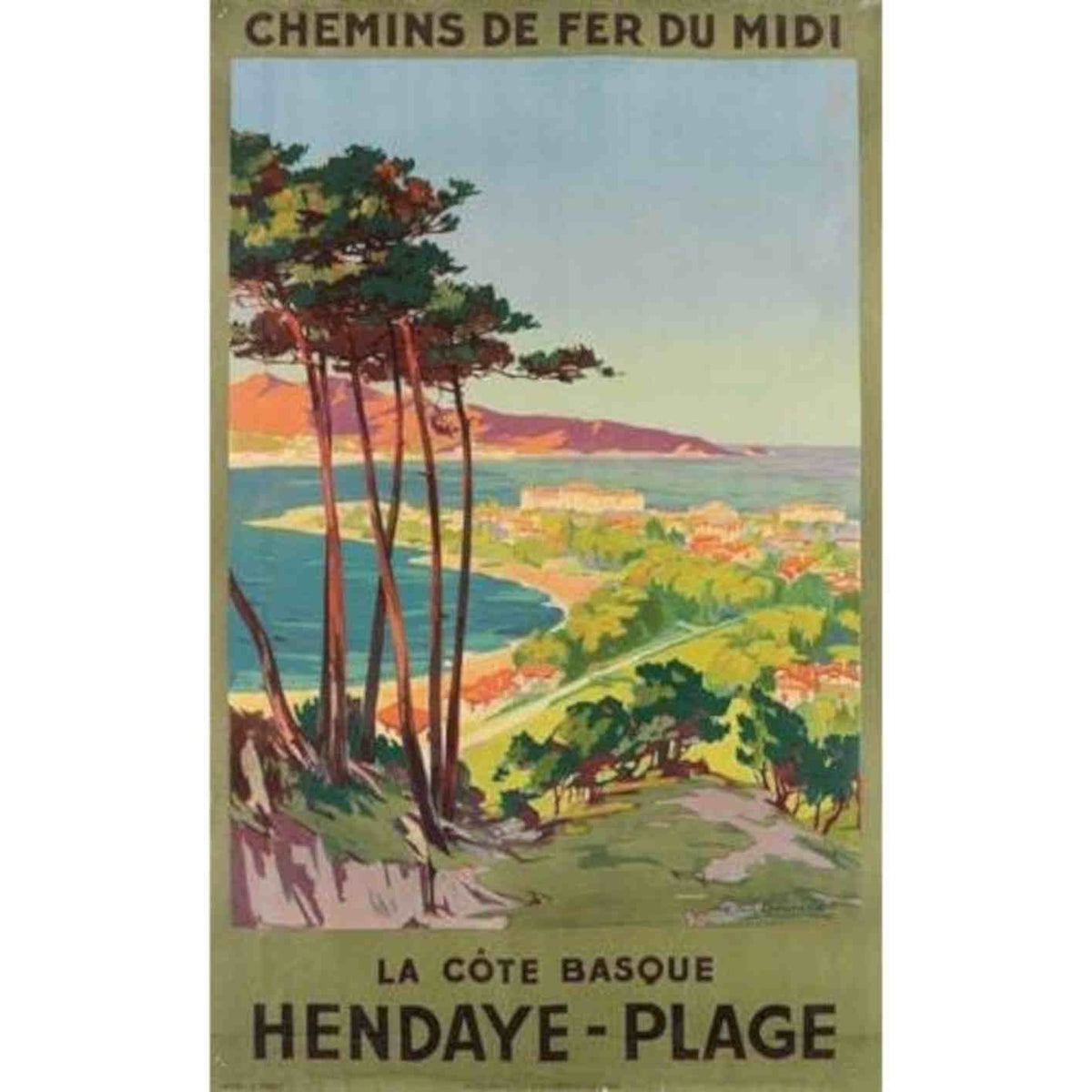 Hendaye Basque Coast French Tourism Vis Vintage Retro Advert Poster A4 Photo Pr