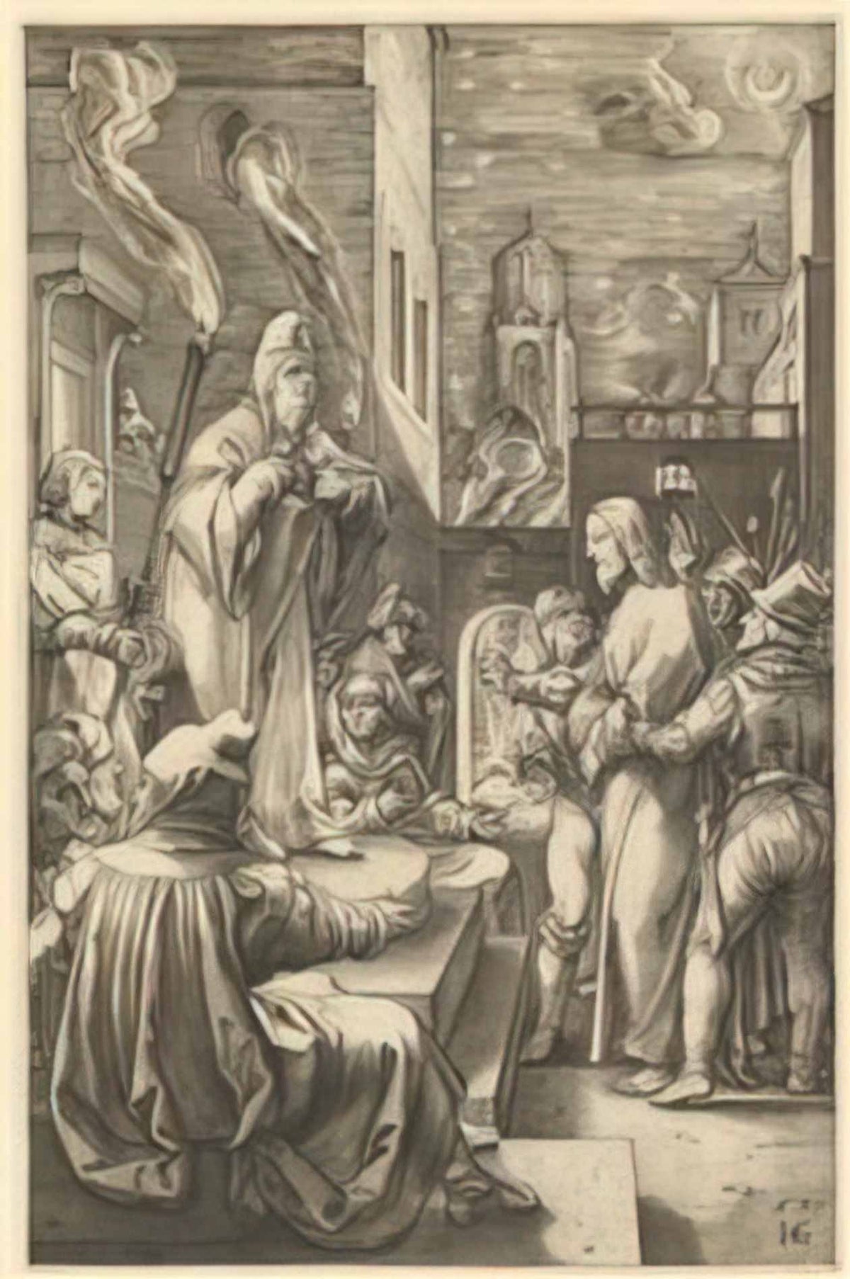 Hendrick Goltzius christ before caiaphas from the passion of christ me Art A4 Photo Print