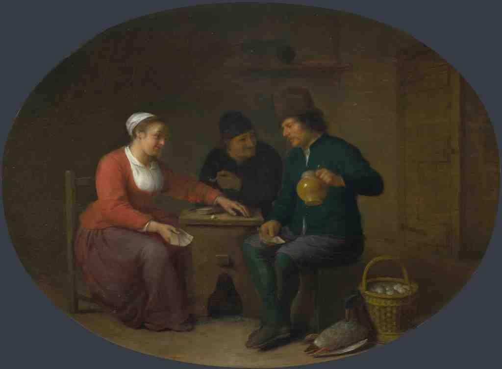 Hendrick Sorgh A Woman playing Cards with Two Peasants A4 Photo Print