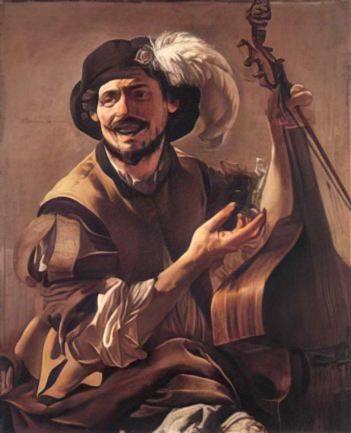Hendrick Terbrugghen a laughing bravo with a bass viol and a glass Art A4 Photo Print