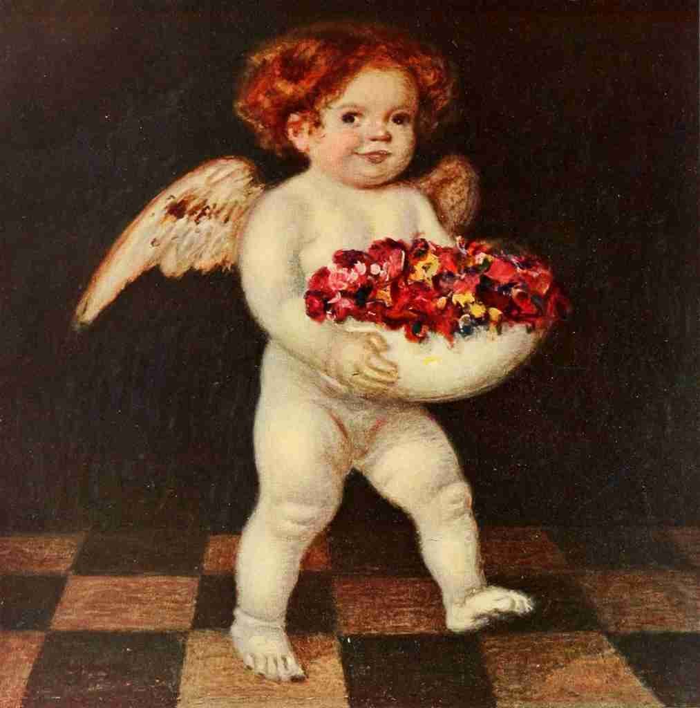 Hengeler Adolf 1863 1927 Deutsche Kunst 27 1910 Cherub with flowers A4 Photo Print
