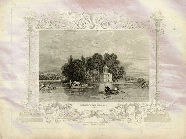Henley Berks Island Rowing Boat England View Tombleson Sands 1835 Vintage A4 Photo Print