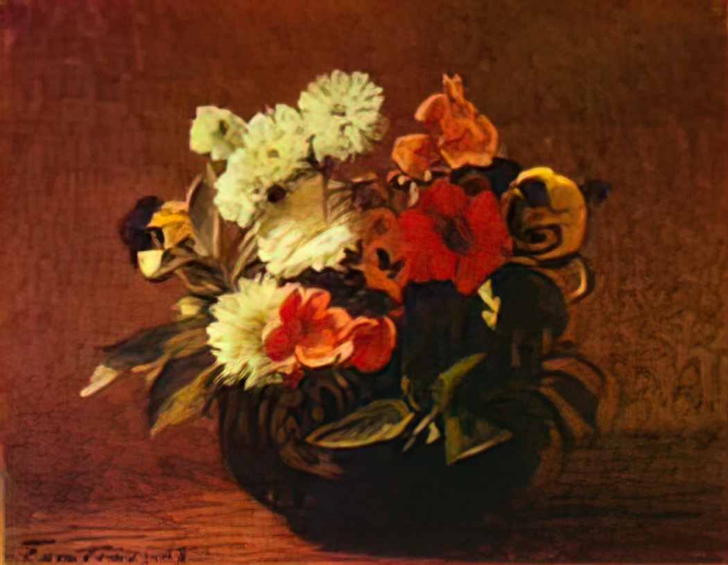 Henri Fantin Latour flowers in an earthenware vase 1883 Art A4 Photo Print