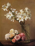 Henri Fantin Latour roses and lilies 1888 Art A4 Photo Print