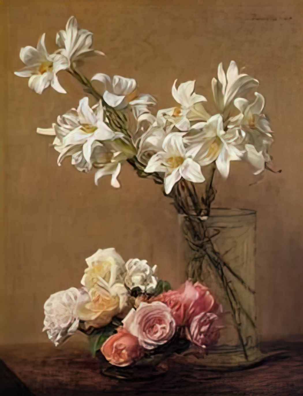 Henri Fantin Latour roses and lilies 1888 Art A4 Photo Print