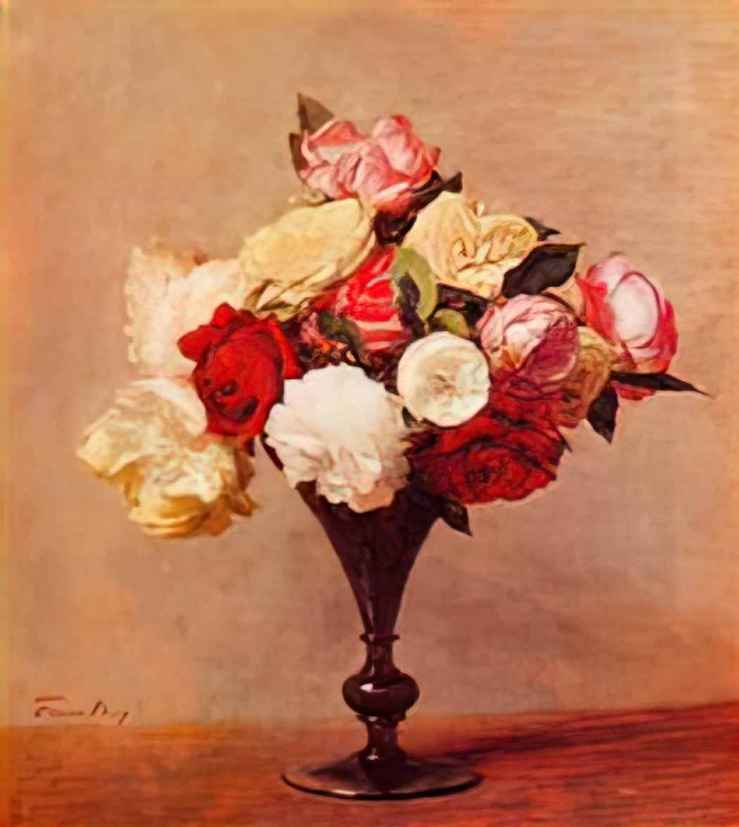 Henri Fantin Latour roses in a vase 1888 Art A4 Photo Print UK