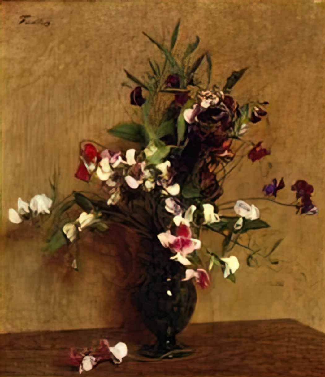 Henri Fantin Latour sweet peas in a vase Art A4 Photo Print
