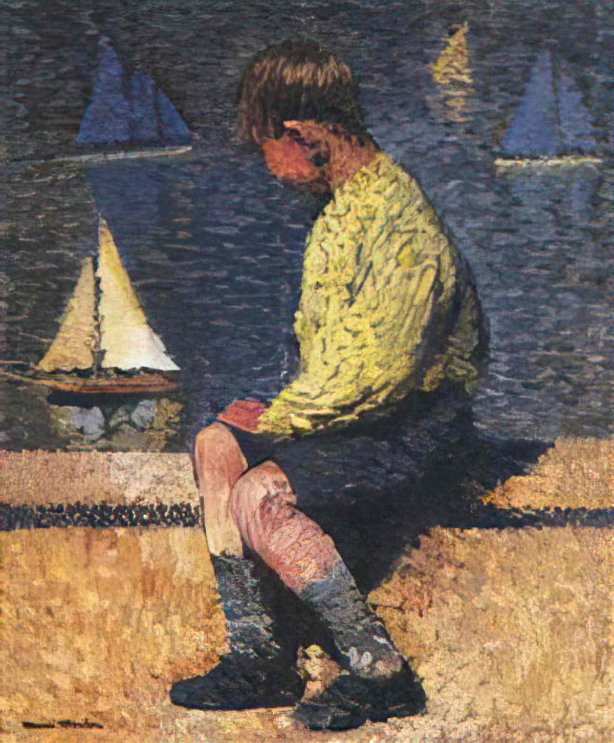 Henri Martin a boy with sailboats Art A4 Photo Print