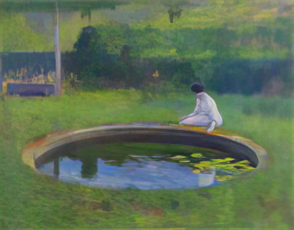 Henri Martin madame martin by the pool in marquayrol Art A4 Photo Print