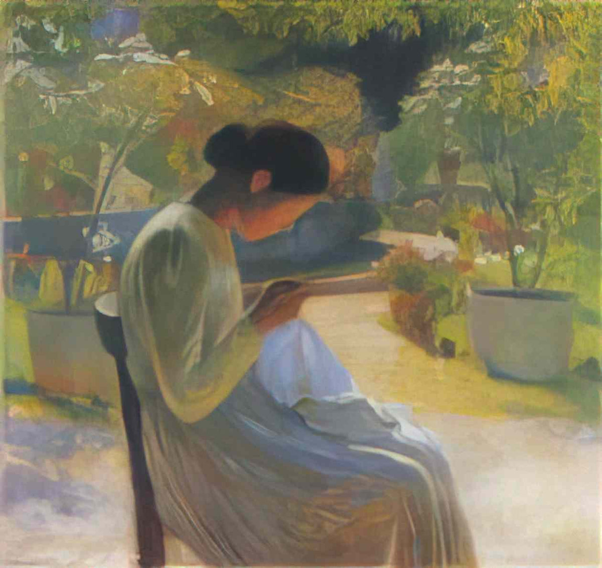 Henri Martin sewing in the garden at marquayrol 1 Art A4 Photo Print