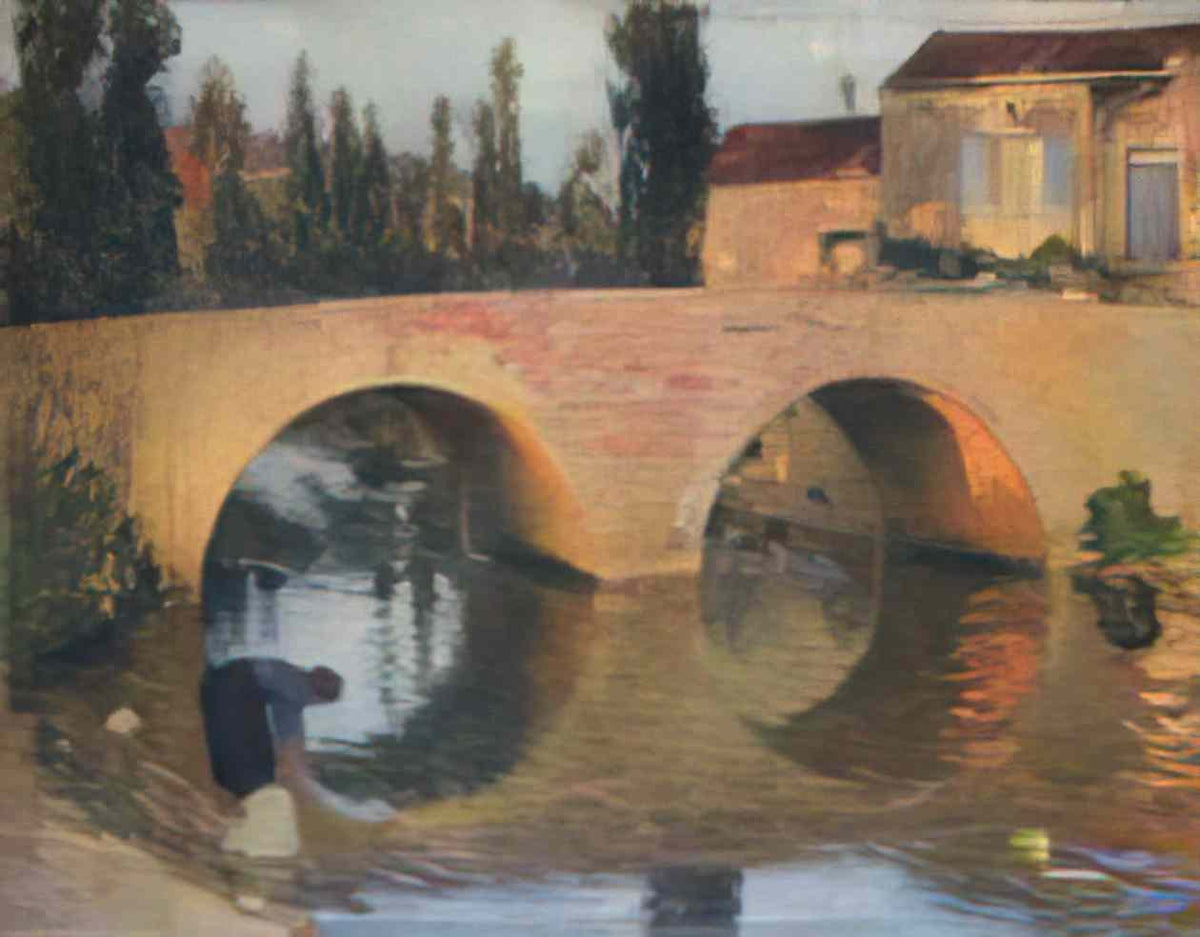 Henri Martin woman washing clothes in river Art A4 Photo Print