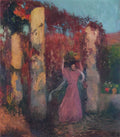 Henri Martin young woman in vigne vierge rouge Art A4 Photo Print