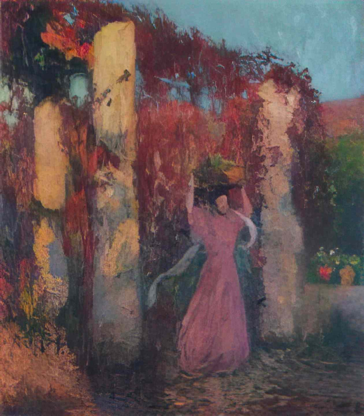 Henri Martin young woman in vigne vierge rouge Art A4 Photo Print