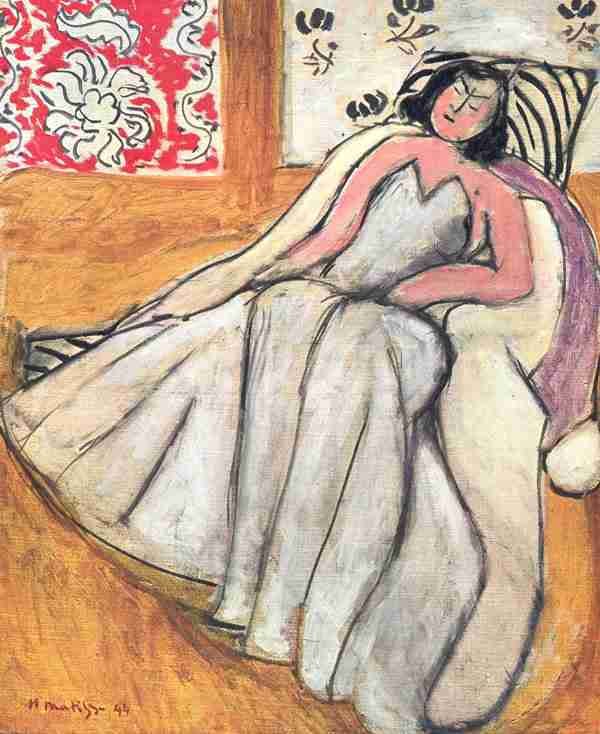 Henri Matisse Girl With A Fur Coat, Yellow Background A4 Photo Print