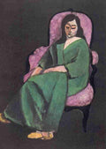 Henri Matisse Laurette With A Green Dress, Black Background A4 Photo Print