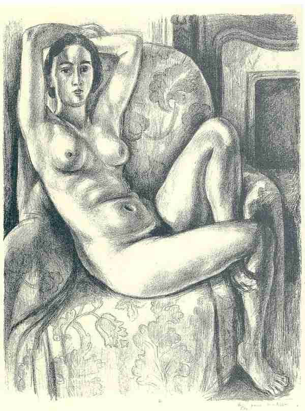 Henri Matisse Nude With A Blue Cushion Near A Fireplace Sketch A4 Photo Print