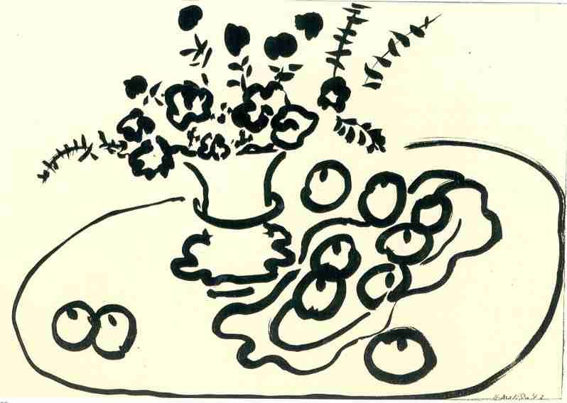 Henri Matisse Still Life With Flowers And Fruit Sketch A4 Photo Print