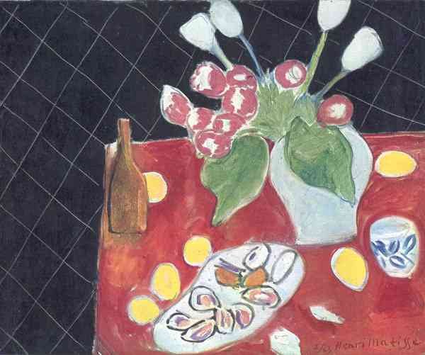 Henri Matisse Tulips And Shellfish On A Dark Background A4 Photo Print A4 Photo Print