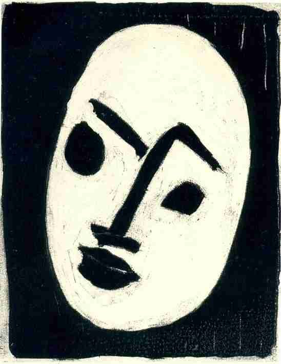 Henri Matisse White Mask On A Dark Background Sketch A4 Photo Print