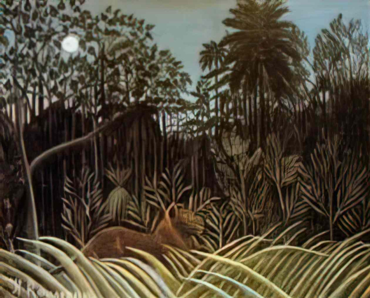 Henri Rousseau jungle with lion 1910 Art A4 Photo Print