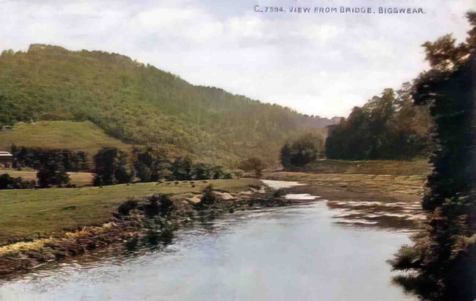 Herefordshire Bigswear view from Bridge Vintage A4 Photo Print
