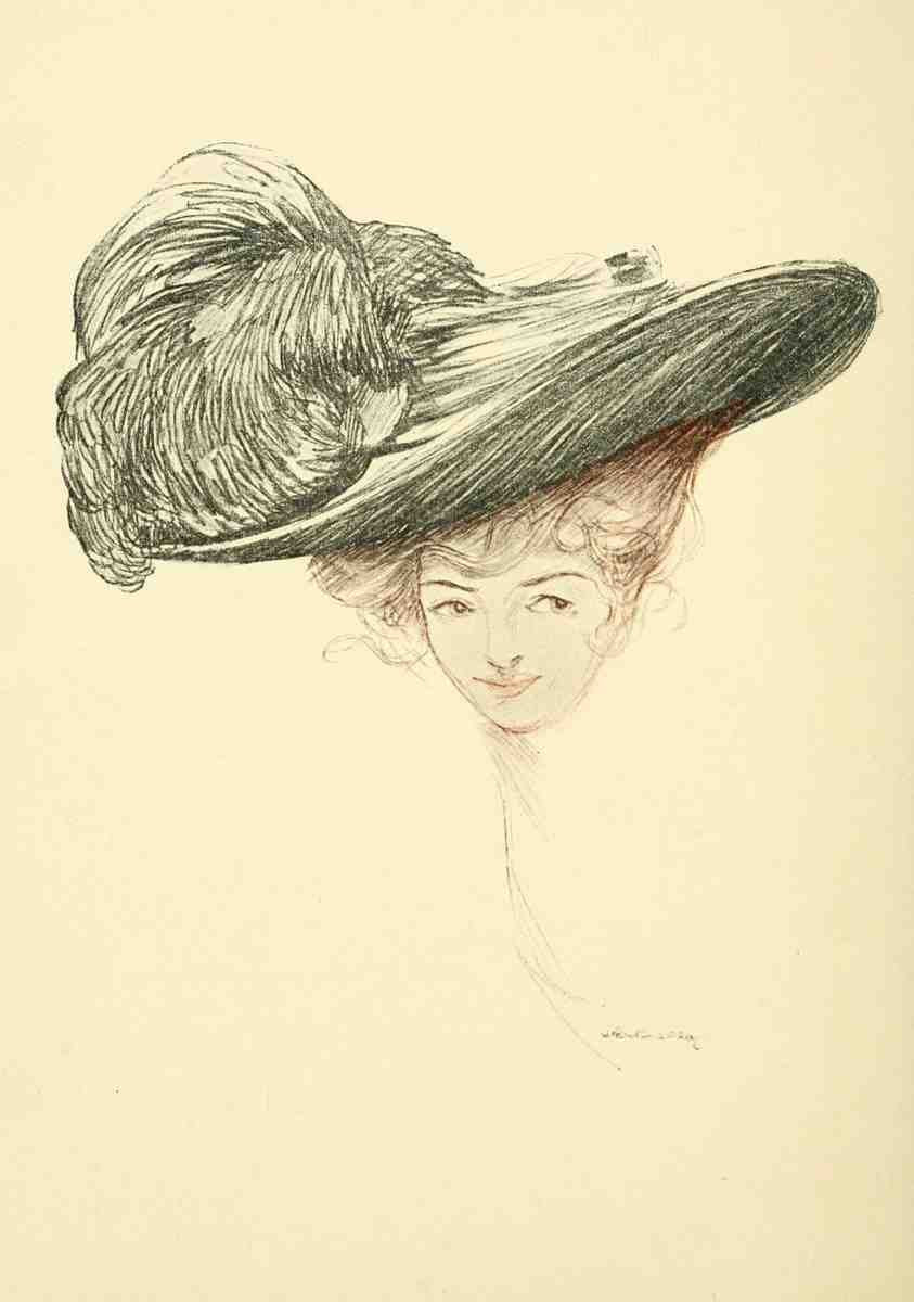 Herford Oliver 1863 1935 Happy Days 1917 Lady with large feather hat A4 Photo Print