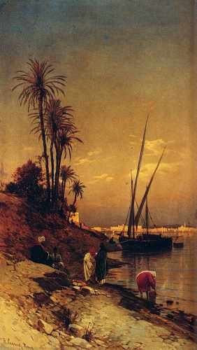 Hermann David Salomon Corrodi At The Waters Edge A4 Photo Print