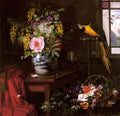 Hermansen Olaf August A Still Life With Vase Basket And Parrot Art A4 Photo Print UK