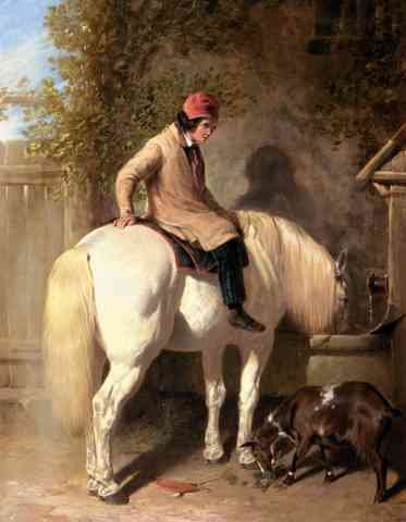 Herring Jnr John Frederick Refreshment A Boy Watering His Grey Pony A4 Photo Print