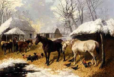 Herring John Frederick A Farmyard Scene In Winter A4 Photo Print