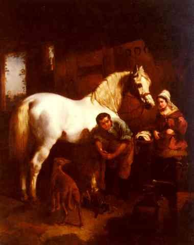Herring John Frederick The Village Blacksmith A4 Photo Print
