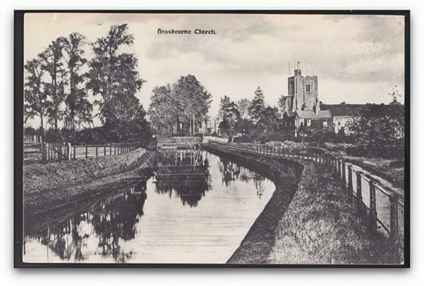 Hertfordshire Broxbourne Church From New River Canal & Path Vintage A4 Photo Print