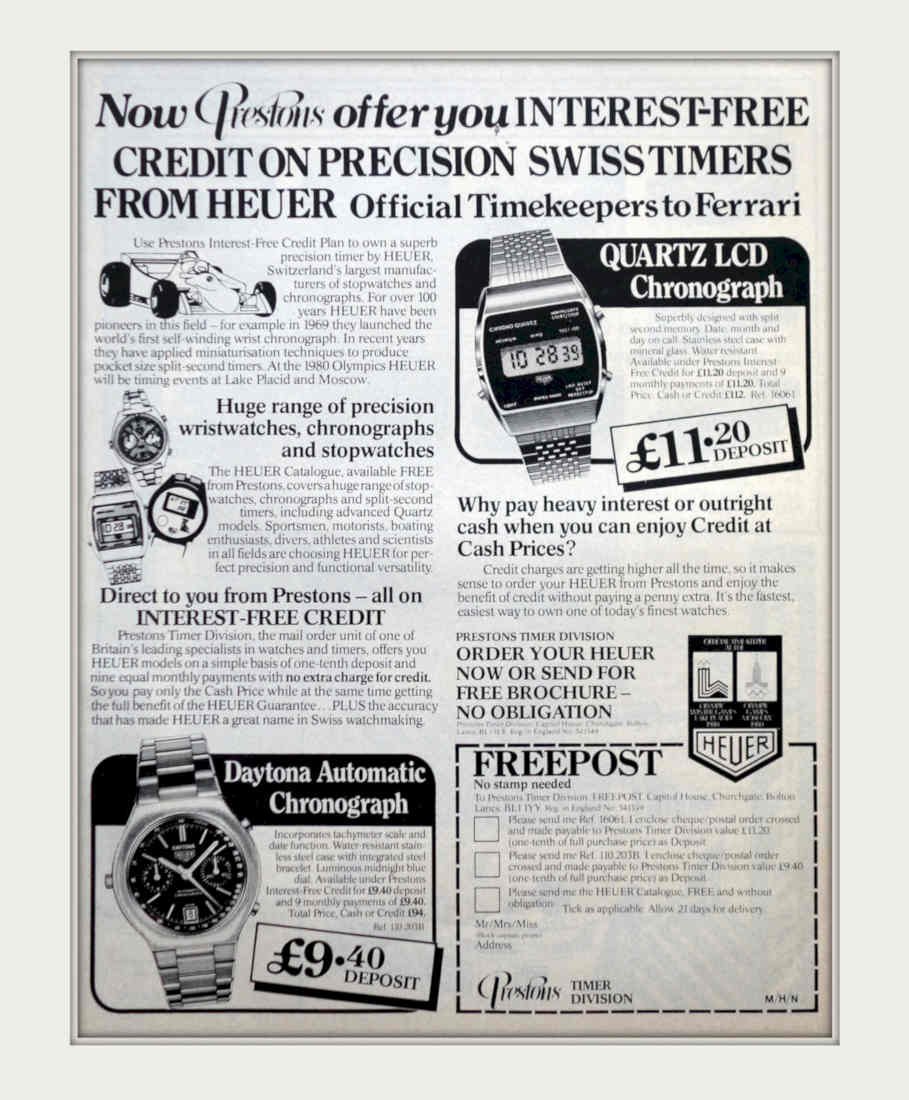 Heuer Quartz Chronograph Vintage Retro Advert Poster A4 Photo Print