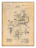 Hieber Barber Chair Patent Drawing 1901 barber advert A4 Photo Print