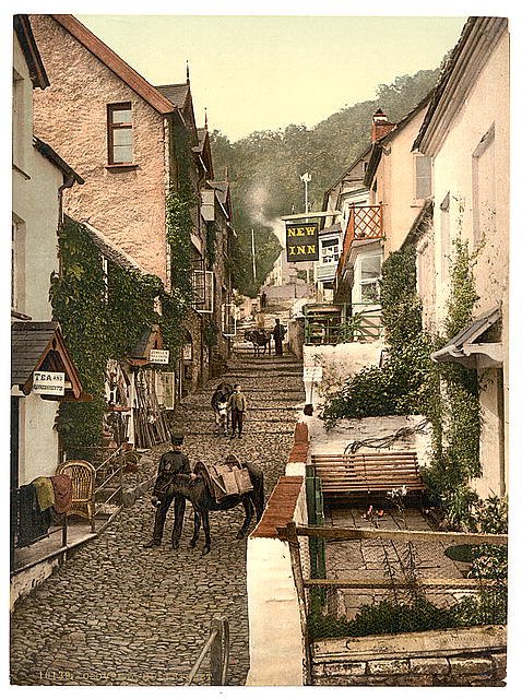 High Street Clovelly Vintage A4 Photo Print