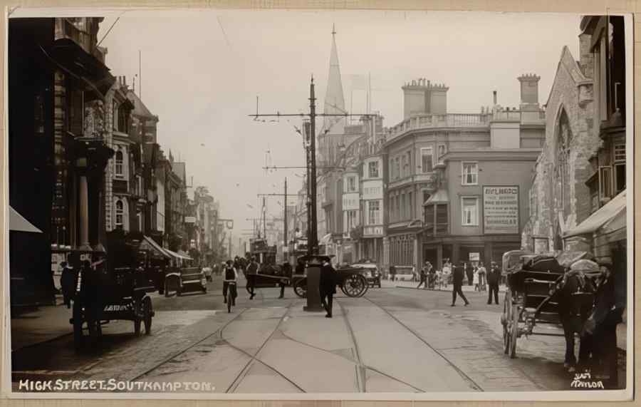 High Street Road Uk 13049 Vintage A4 Photo Print