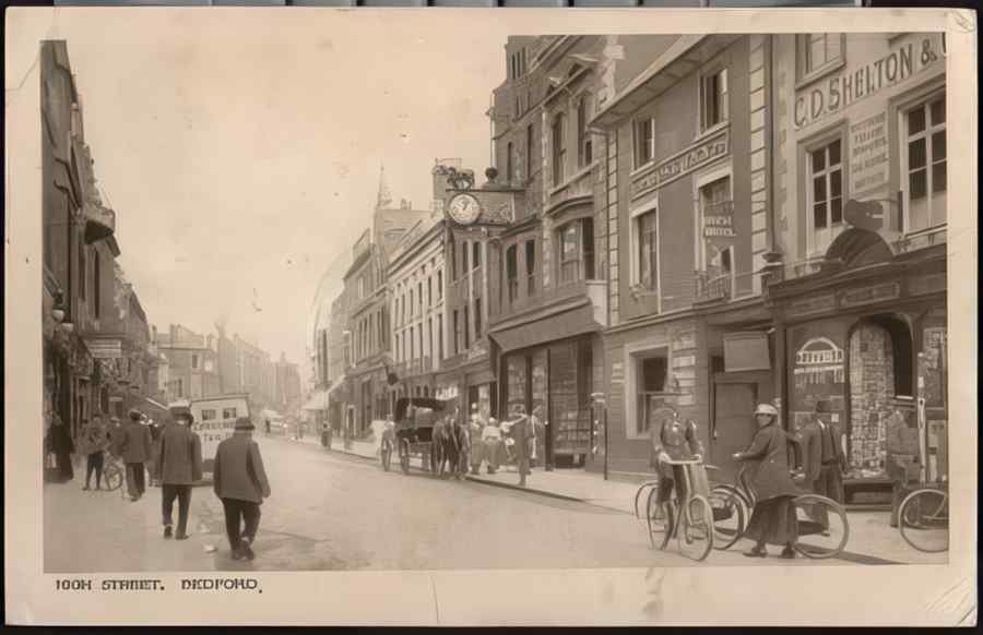 High Street Road Uk 19305 Vintage A4 Photo Print