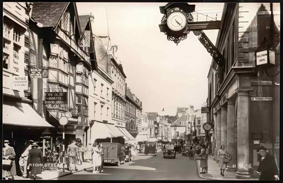High Street Road Uk 20277 Vintage A4 Photo Print